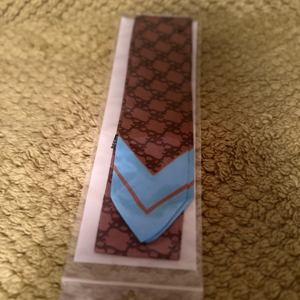Brown and Blue Patterned Twilly/scarf